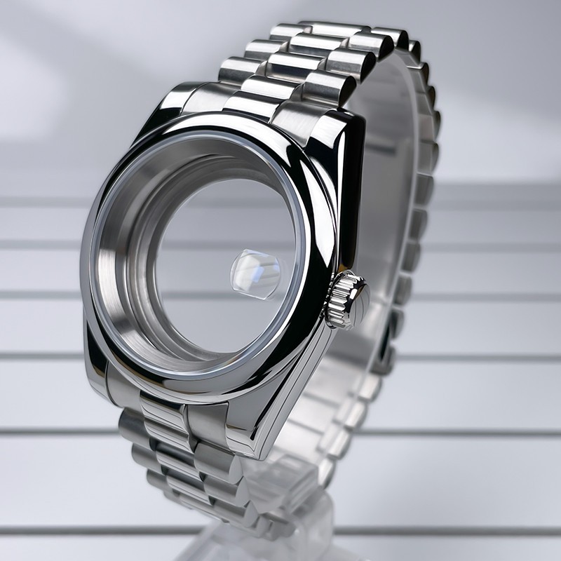 39mm NH35 Case DJ Bezel President Bracelet Sapphire Glass For NH35 NH36 Movement