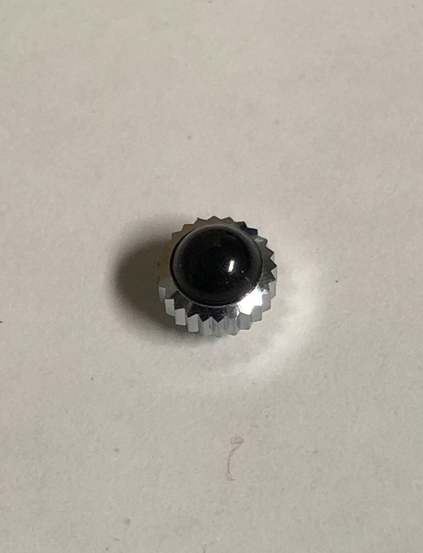 Black Cabochon Stainless Steel / White Watch Crowns NOS O.D. 5.4mm Tap 8