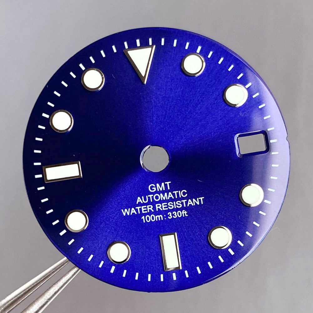 Luminous Black Green Blue 29mm Watch Dial Face fit NH34A NH34 GMT Automatic Movt