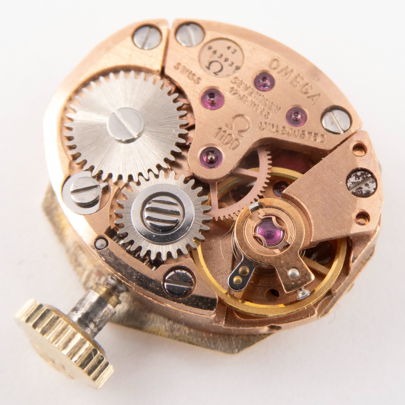 Vintage Omega Caliber 1100 17-Jewel Wristwatch Movement, Keeps Time