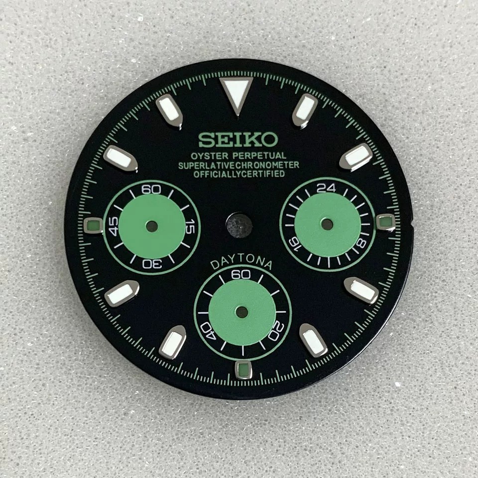 29.8mm Multi-functional Watch Dial Green Luminous For VK63 Movement Accessories