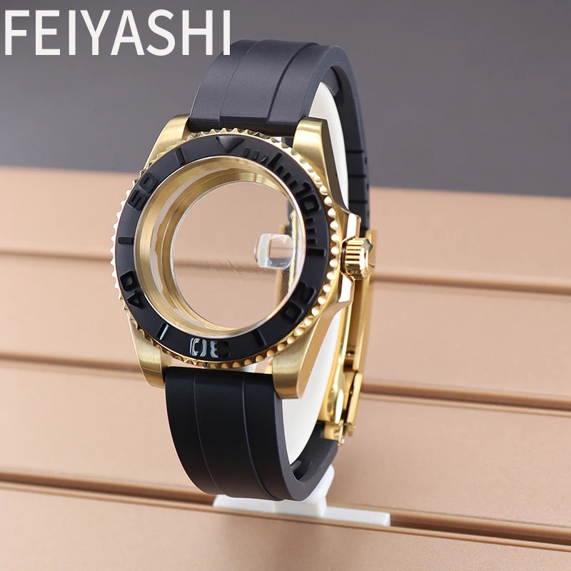For Nh35 2824 Movement 40mm Watch Case Strap Yacht Ceramic Bezel Sapphire Glass