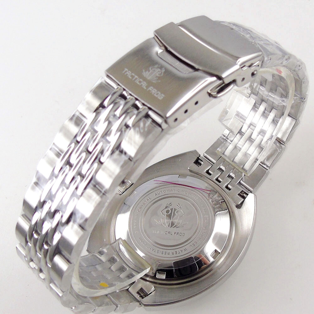 45mm Abalone Silver/Black PVD Watch Case For NH35A NH36 Movement 200M Waterproof