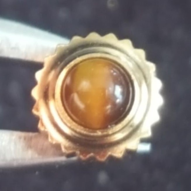 Omega Dustproof Crown With Tiger Eye Cabochon Stone Part Number 22063