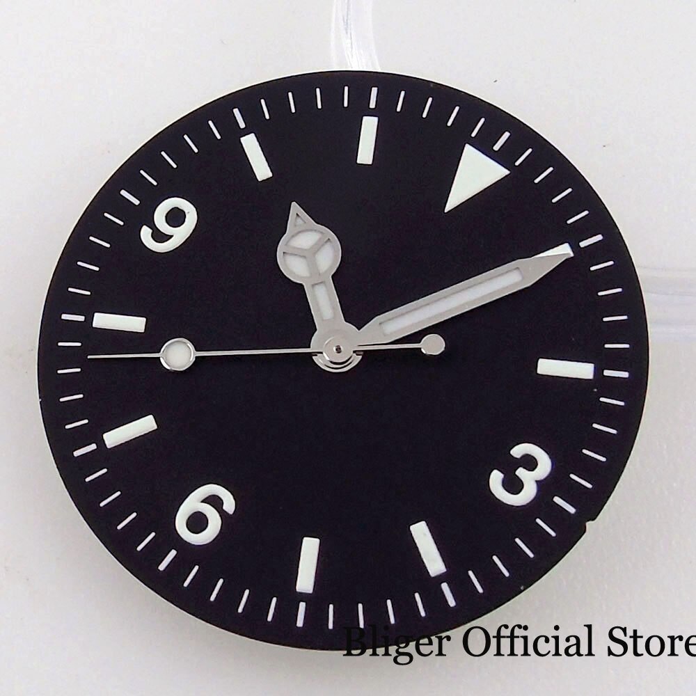 Nologo Black Vintage 29mm Yellow Marks Watch Dial fit NH35A NH36A ETA2824 PT5000