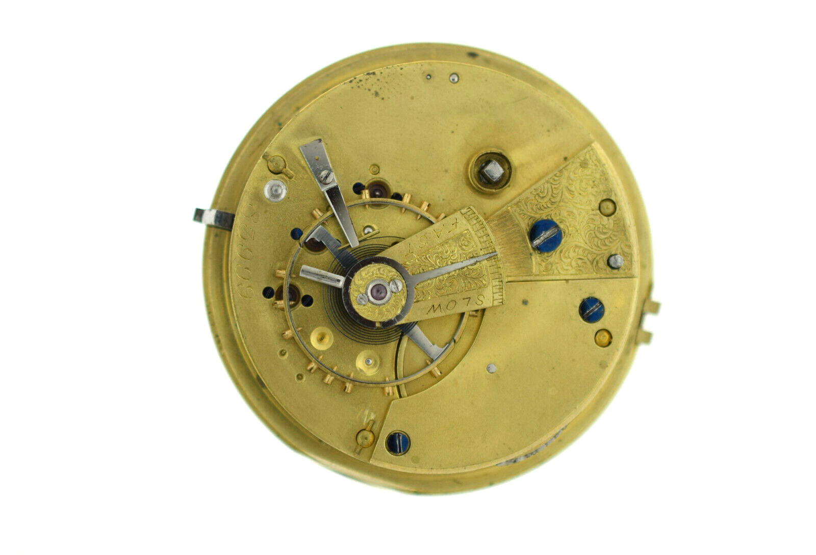 Old English Fusee Pocket Watch Movement 46.3 mm Good Balance Key Wind (SO102)