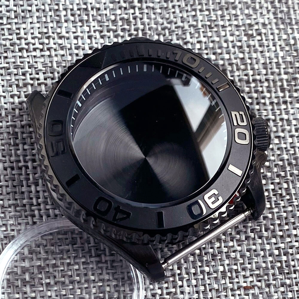 New PVD Black 41mm Tandorio Mens Watch Case Dive 20ATM fit NH35 ETA2824 PT5000