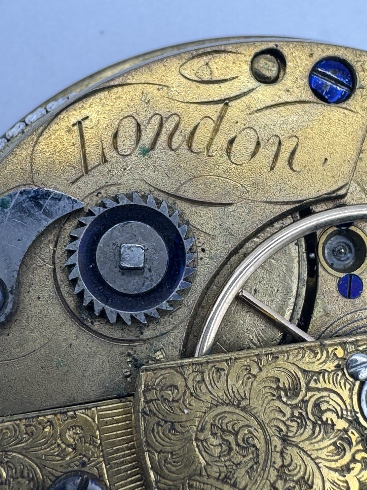 Vintage Fusee Barrett London Fetter Lane Pocket Watch Movement For Parts