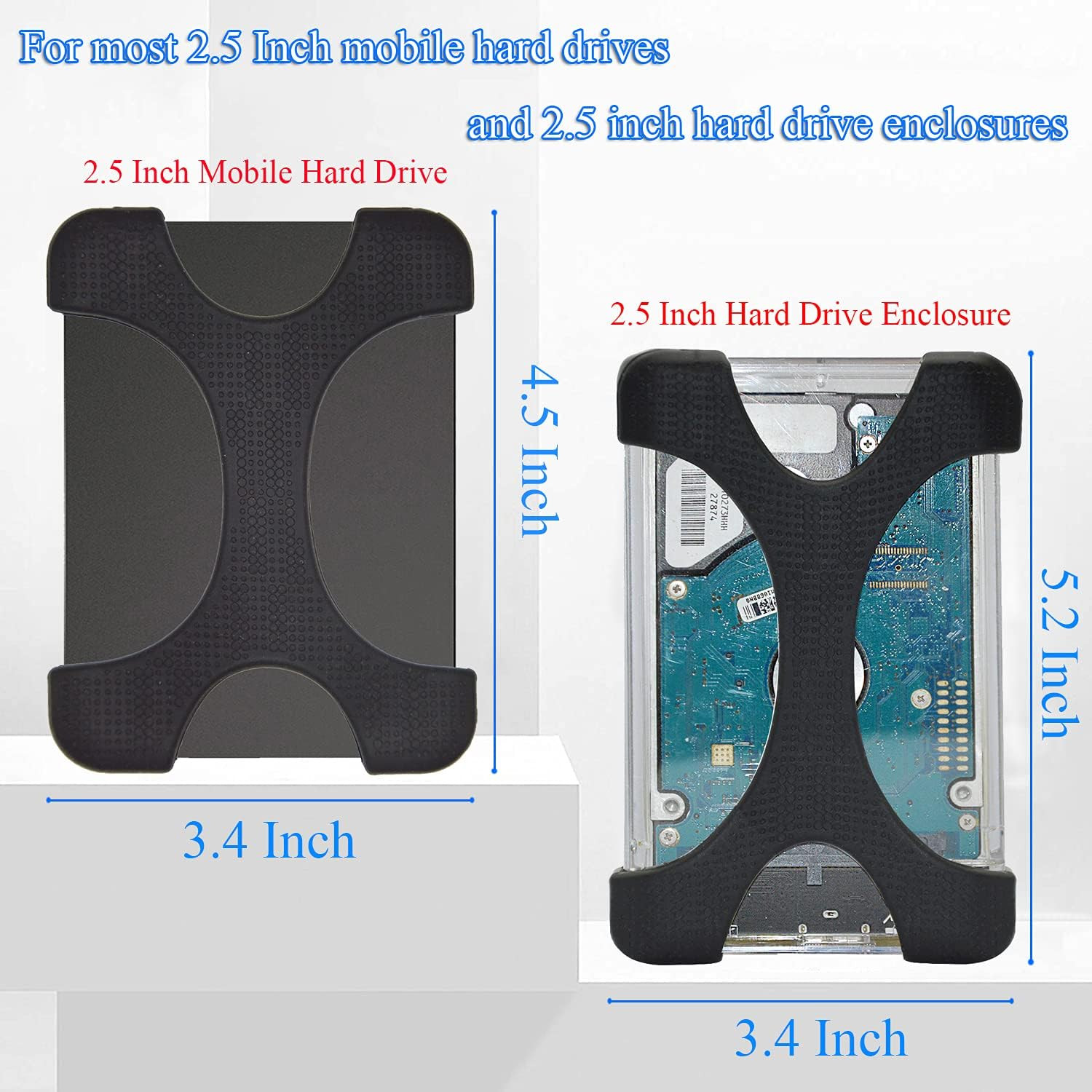 4 Pieces of 2.5 Inch Silicone Hard Drive Protective Case, Shock Proof and Drop P
