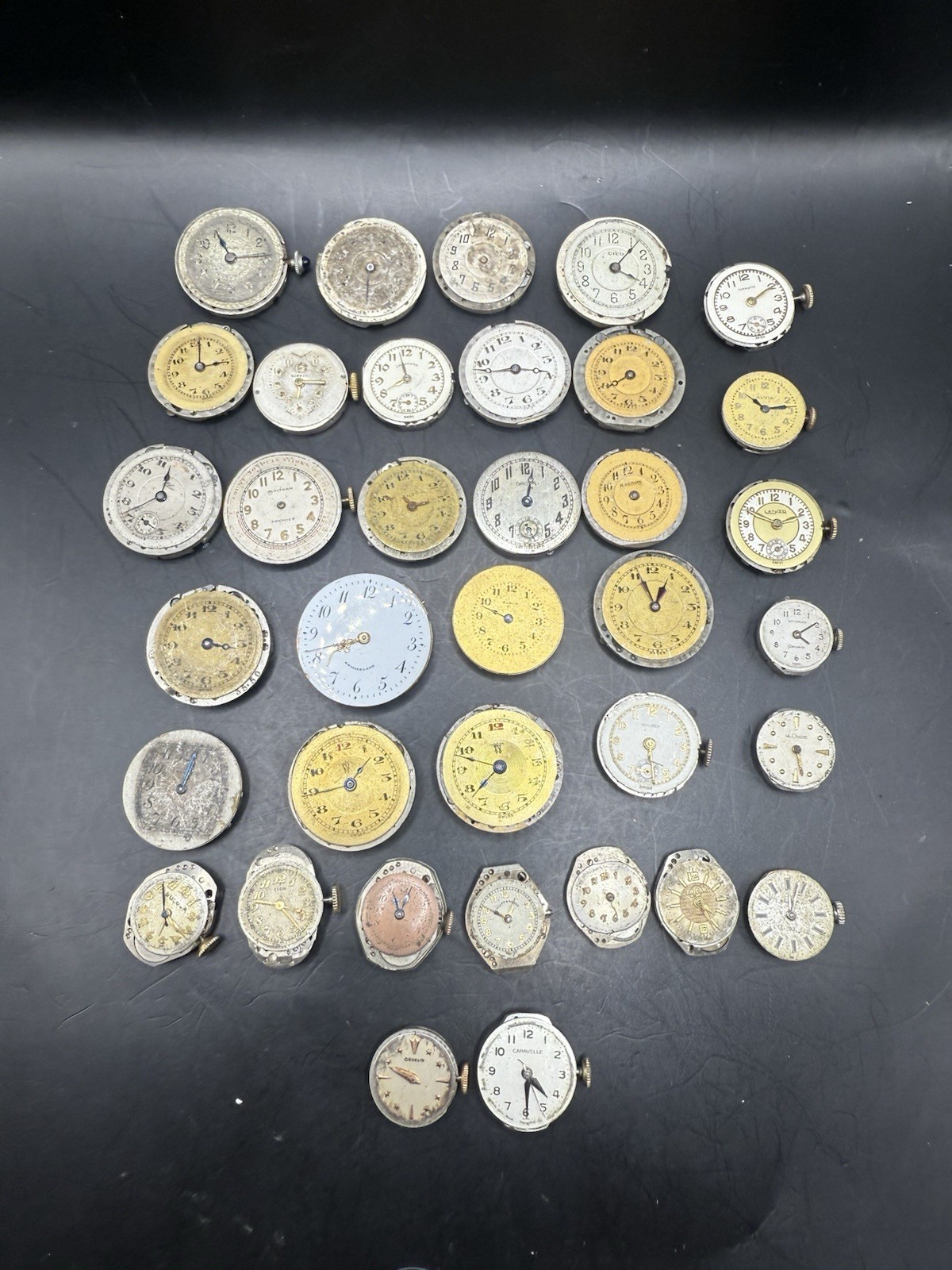 LOT of 36 Vintage Ladies Watch Movements & Dials For Parts/Repair Various Brands