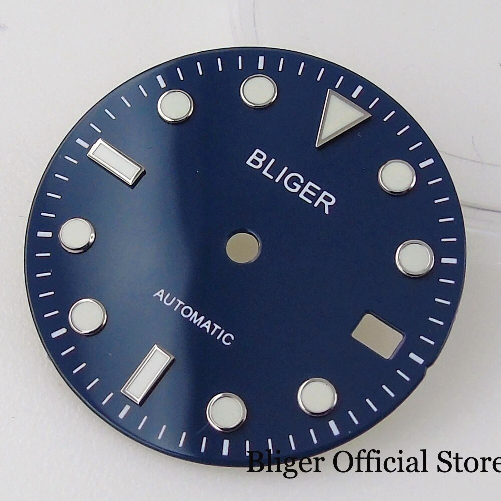29MM Watch Dial fit NH35A Yellow Orange Navy Blue Date Window Luminous Index
