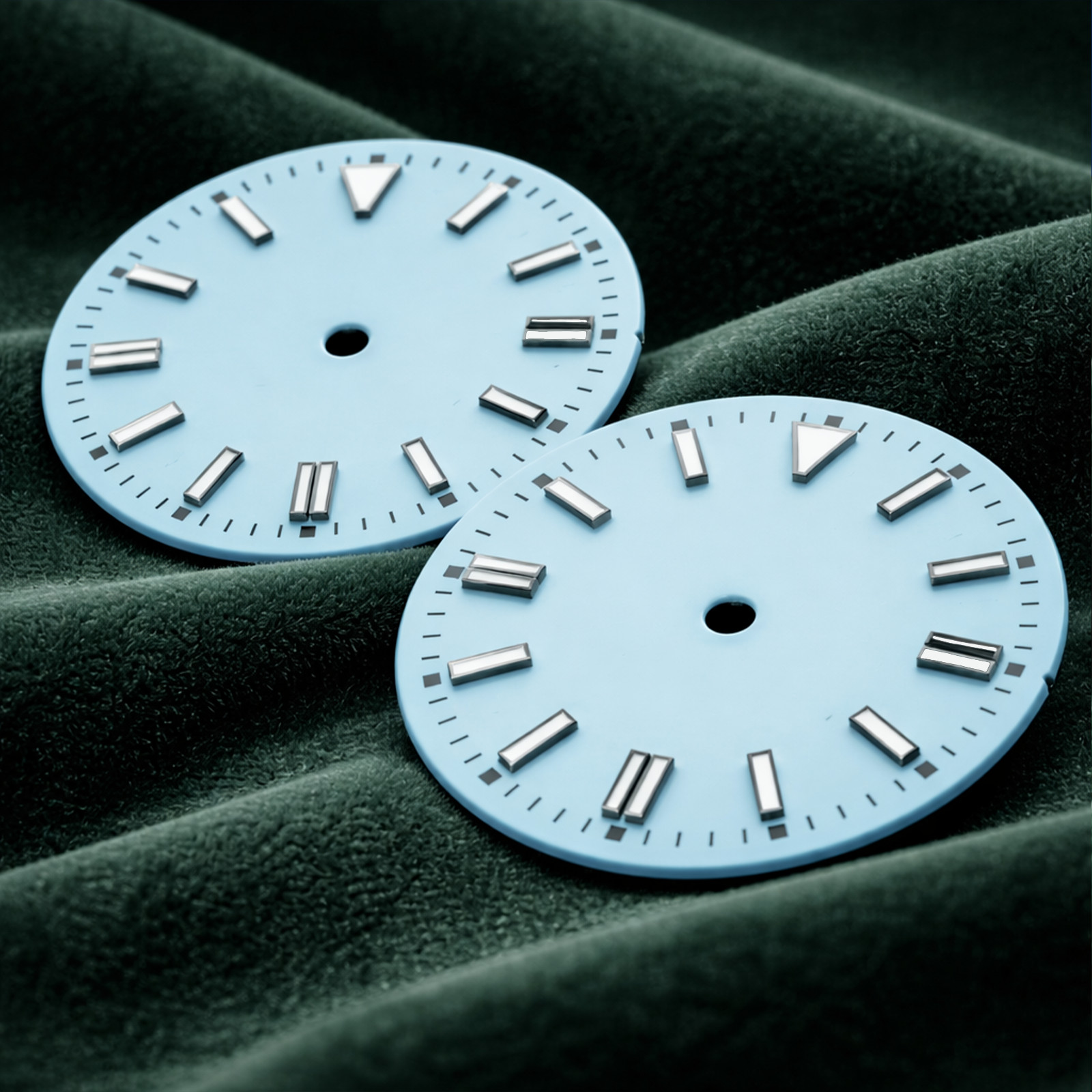 28.5MM Metallic Blue Luminous Sky Blue Watch Dial Date for NH35/NH36/2815/2836