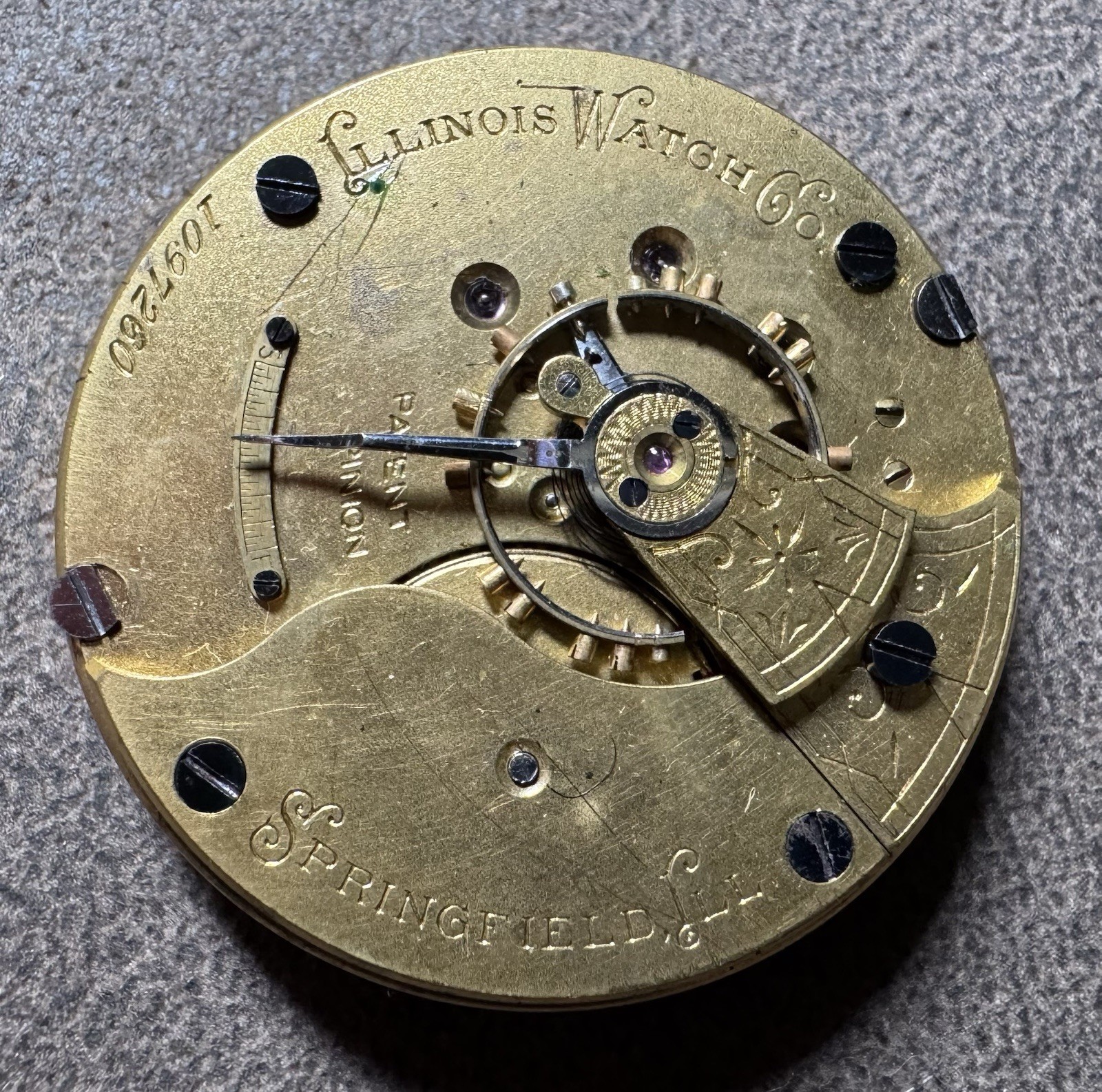 1891 ILLINOIS 18S 11J GRADE 2 PW LS POCKET WATCH MOVEMENT & DIAL