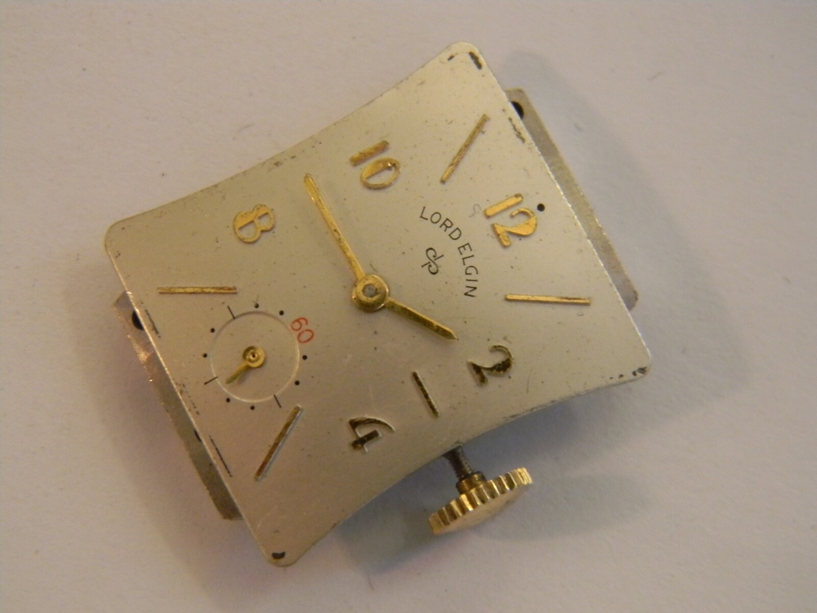 VINTAGE 1951 ELGIN 626 21J 4AP MENS WATCH MOVEMENT – GREAT BOWTIE DIAL – REPAIR