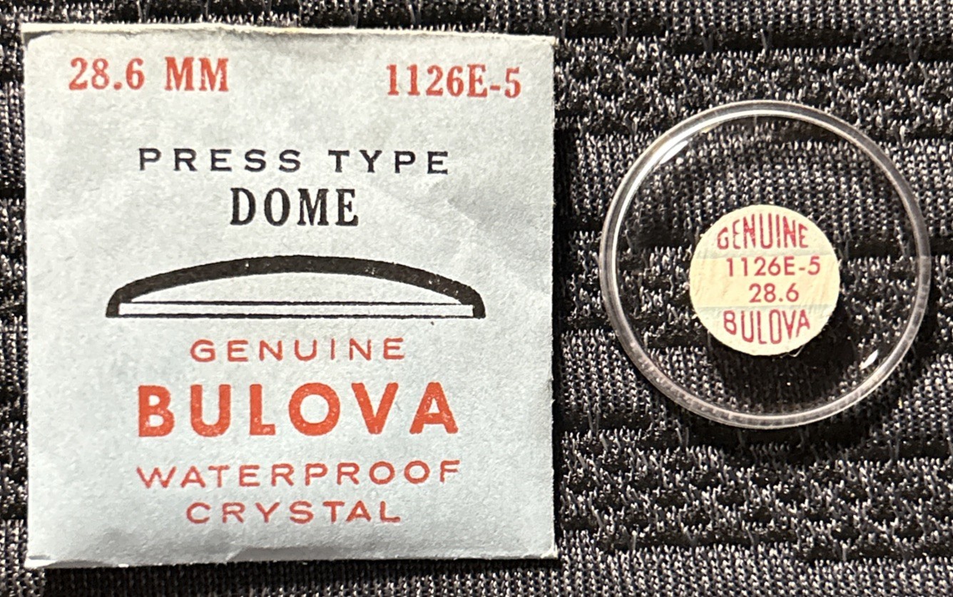 Vintage BULOVA Press Type Dome #1126E-5 Watch Waterproof Crystal 28.6 MM NOS