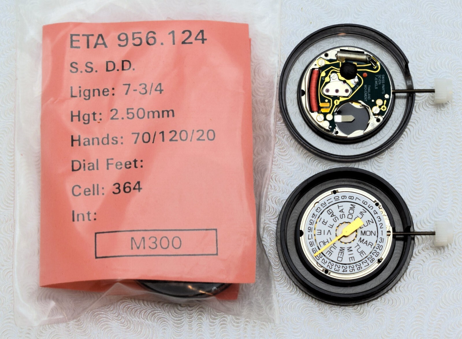 ETA 956.124 ~ New Swiss Quartz Movement ~ 7-3/4 Ligne ~ Day & Date ~ 70/120/20