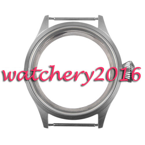 Brushed 43mm sterile steel Watch CASE sapphire glass fit 6498 6497 movement
