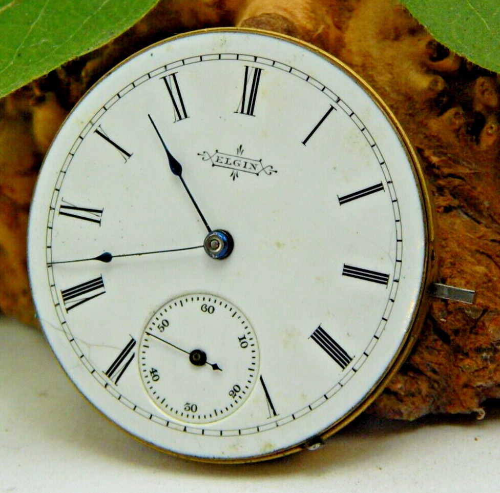 Antique Pocket Watch Movement 1888 Elgin 65 6 size 13 jewel hunting lever Set
