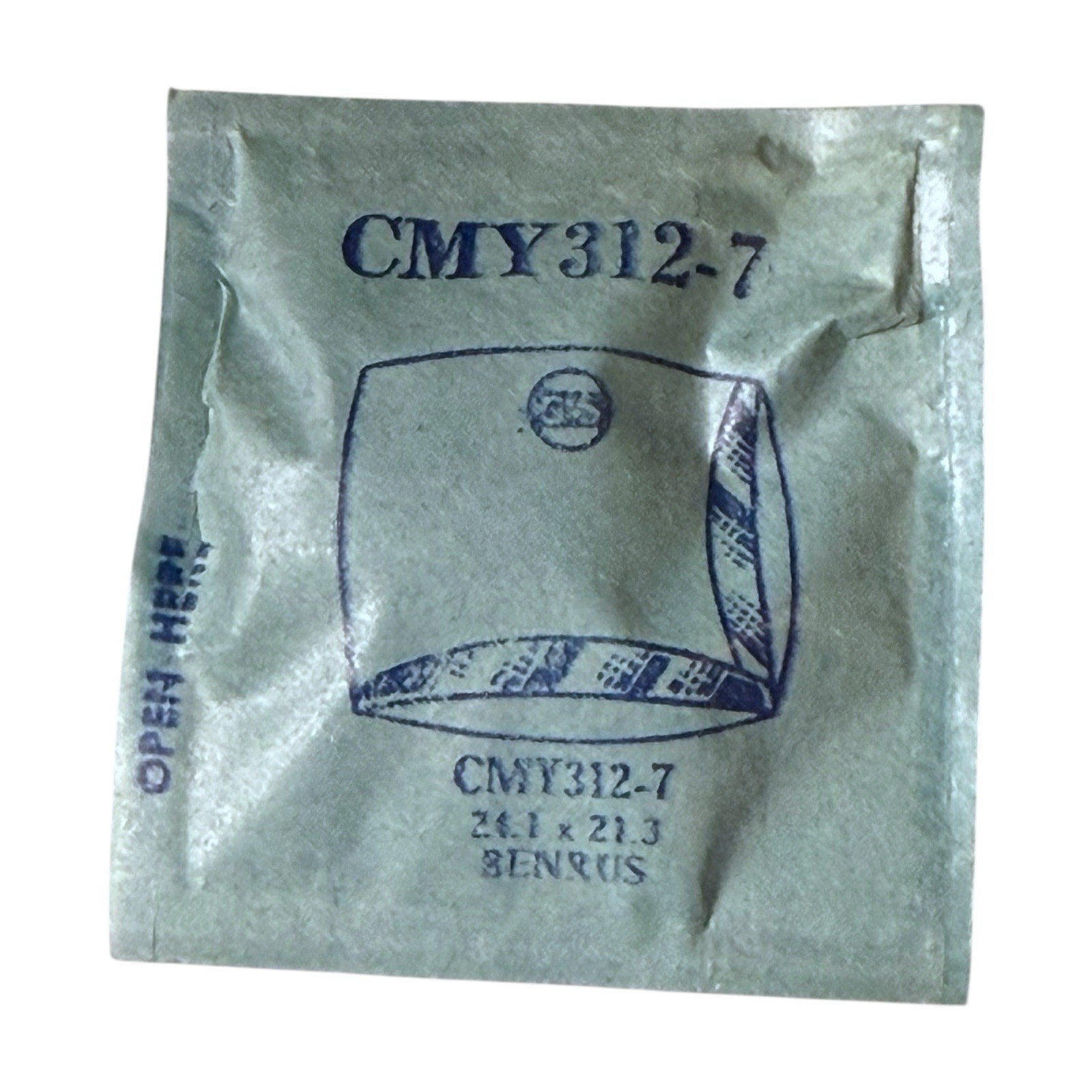 NOS Germanow-Simon Benrus Crystal CMY312-7 SEALED FOR PARTS 24.1mm x 21.3mm