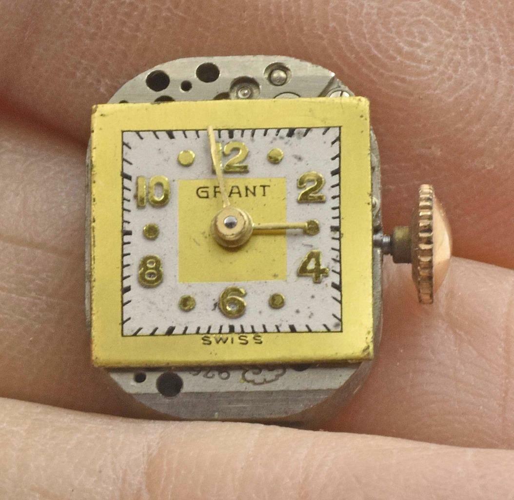 Vintage GRANT Wind Up Movement Ladies GXR Model 17j Clean! Dial RUNNING WELL