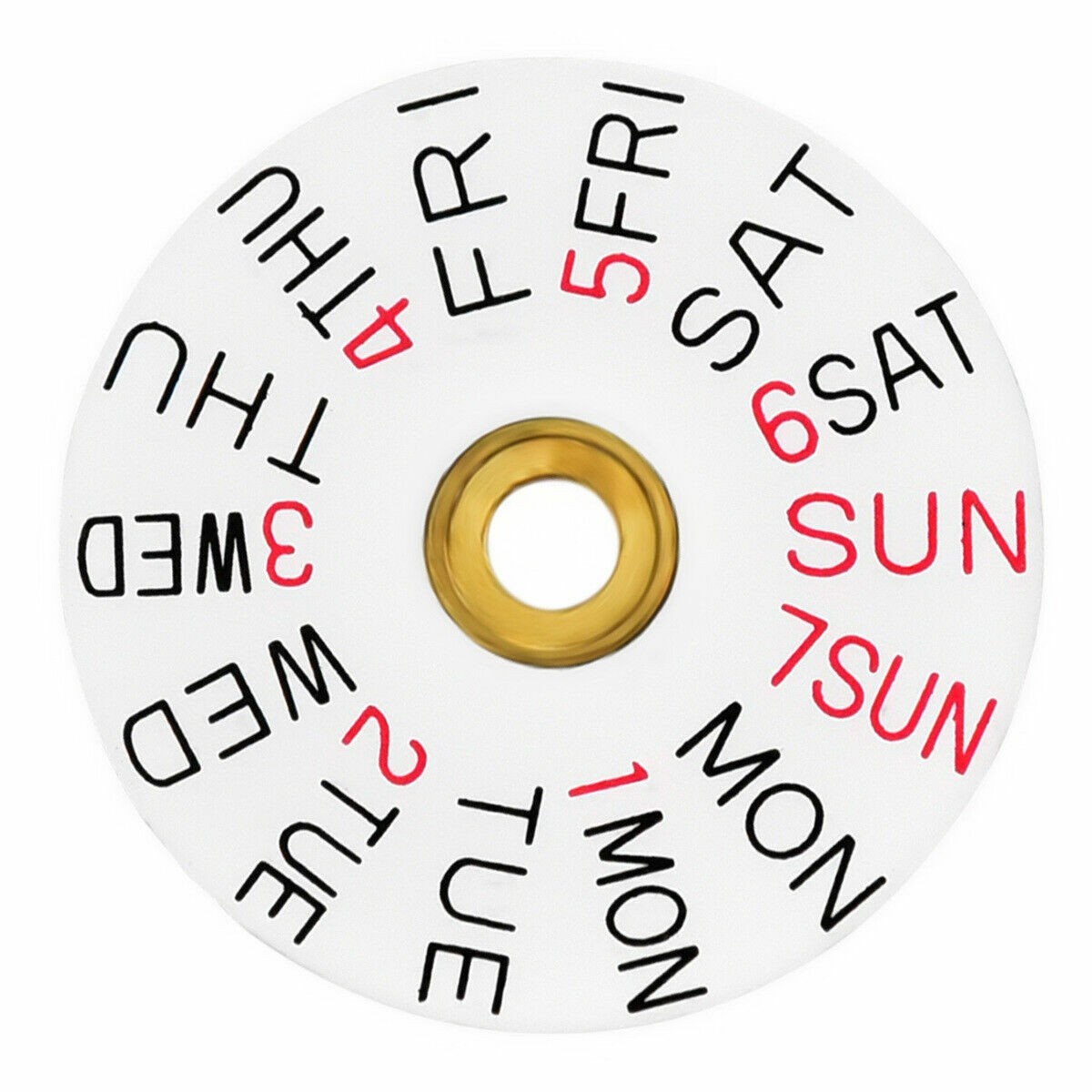 DAY DISC FOR SWISS MOVEMENT ETA 2836-2 2846 2878 WATCH WHITE/RED @ 3 O’CLOCK
