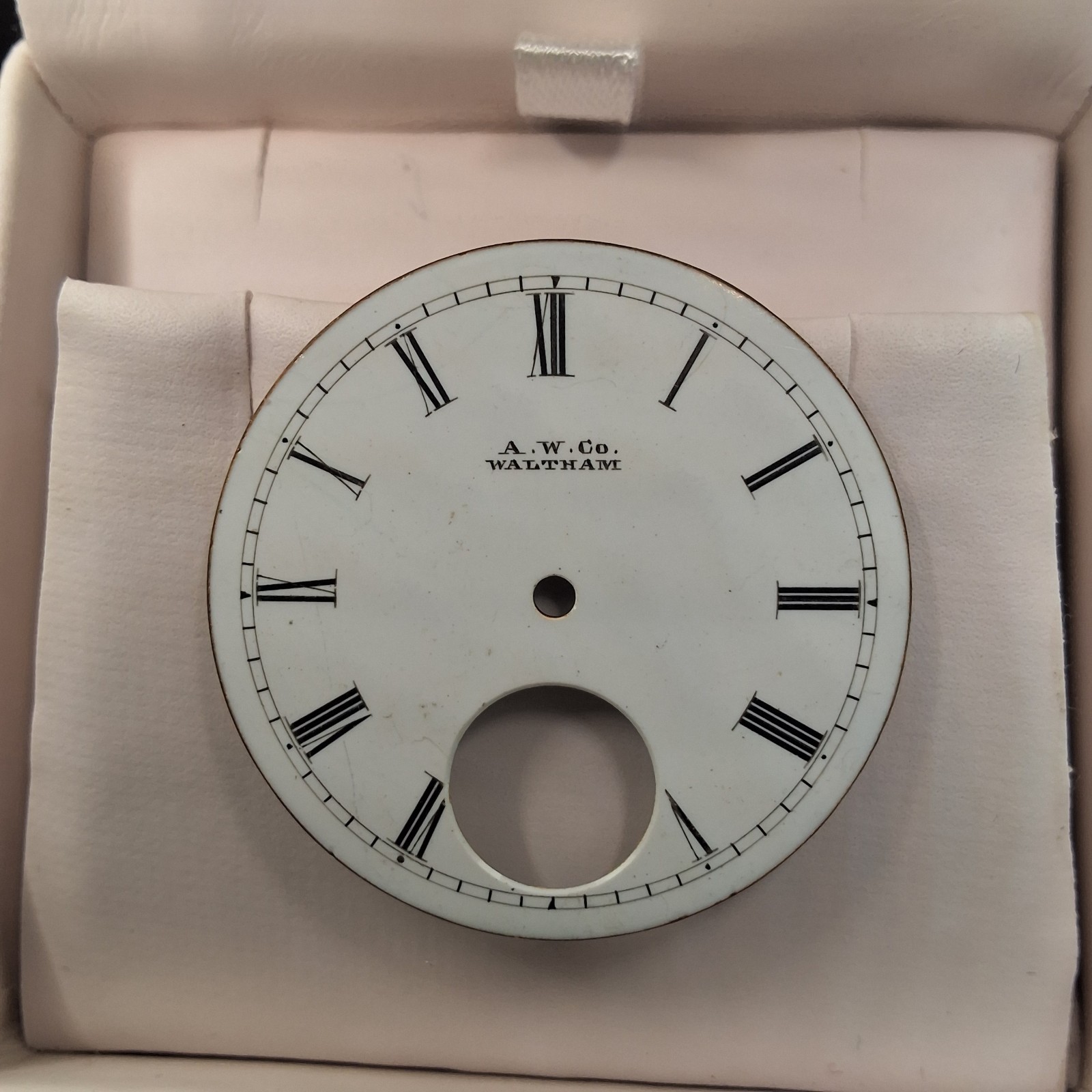 Vintage A.W. Co. Waltham Enamel Pocket Watch Dial