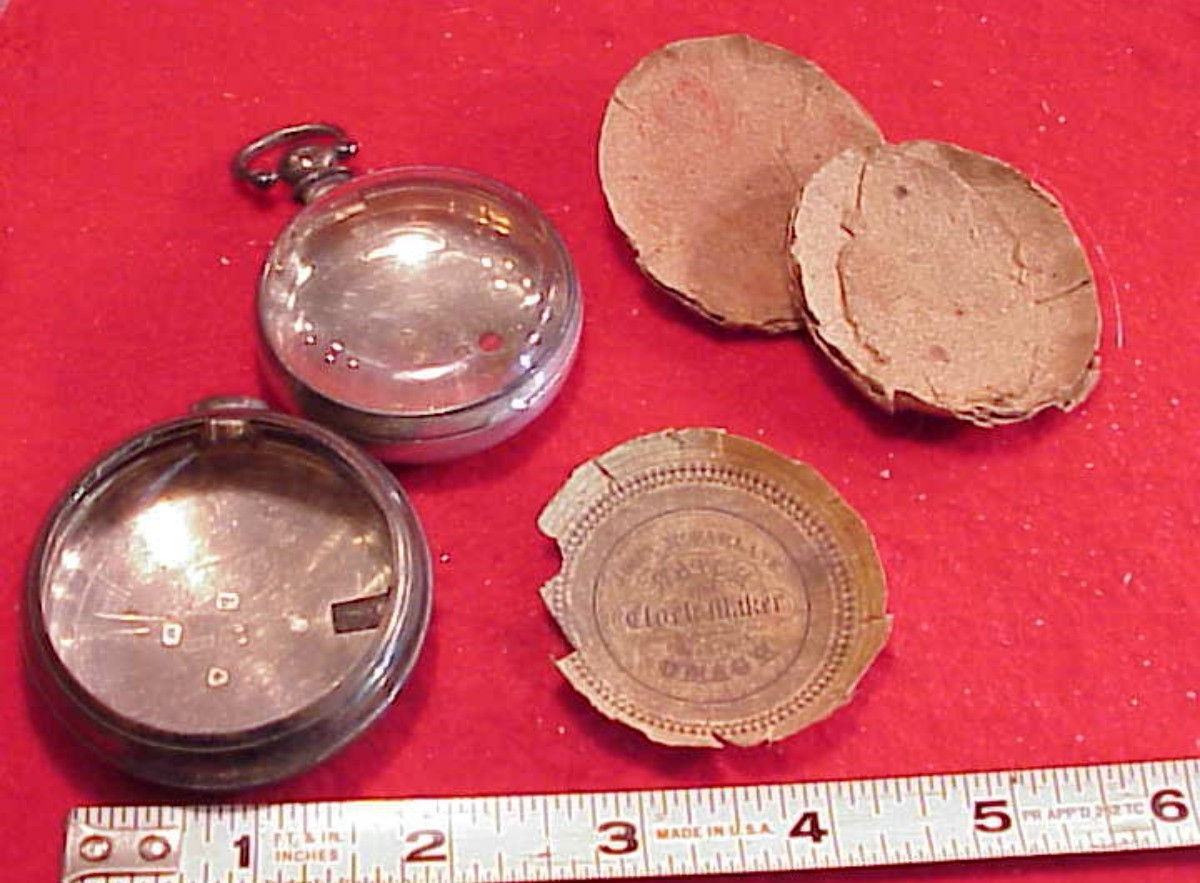 VINTAGE 55MM ENGLISH STERLING PAIR CASE PAPERS EMPTY POCKET WATCH 82.2 GRAMS