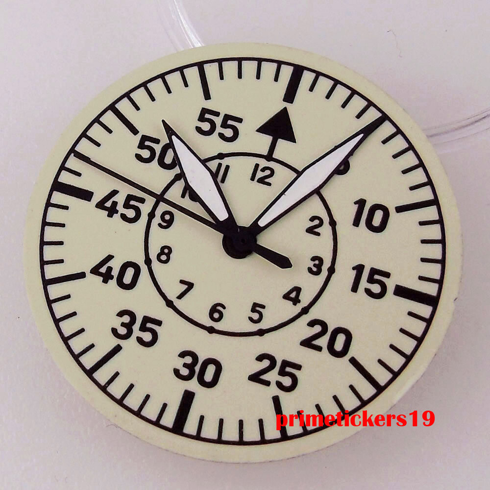 29mm Creamy Watch Dial Hands Full Green Luminous Fit NH35 NH36 ETA2824 PT5000