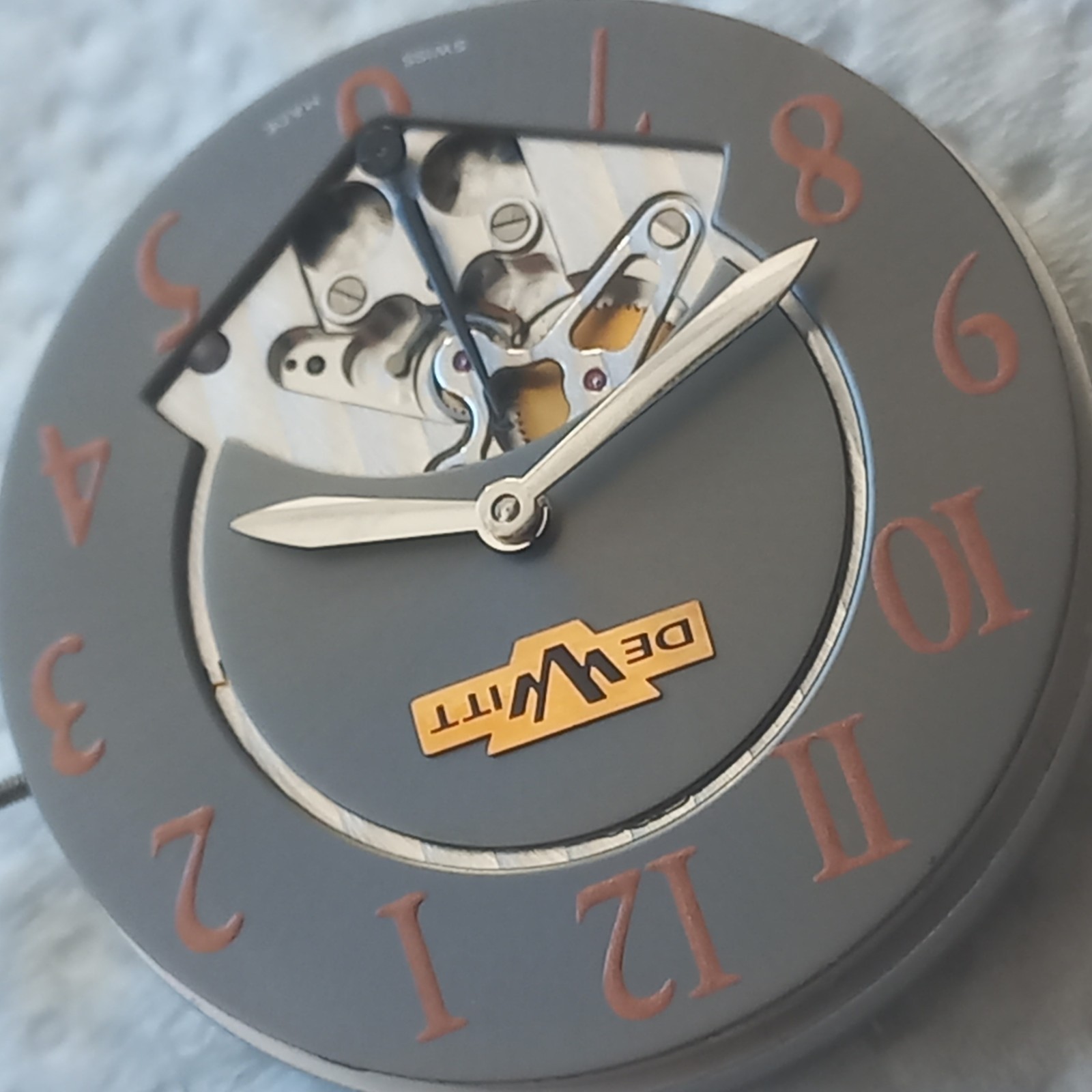DeWitt Retrograde Watch Movement – Complete Set Dial + Movement + Metal Holder