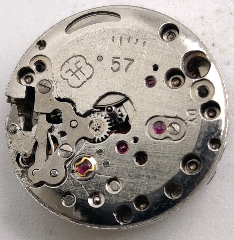 Vintage FHF 57 High Grade 17 jewel watch movement Runs For Repair