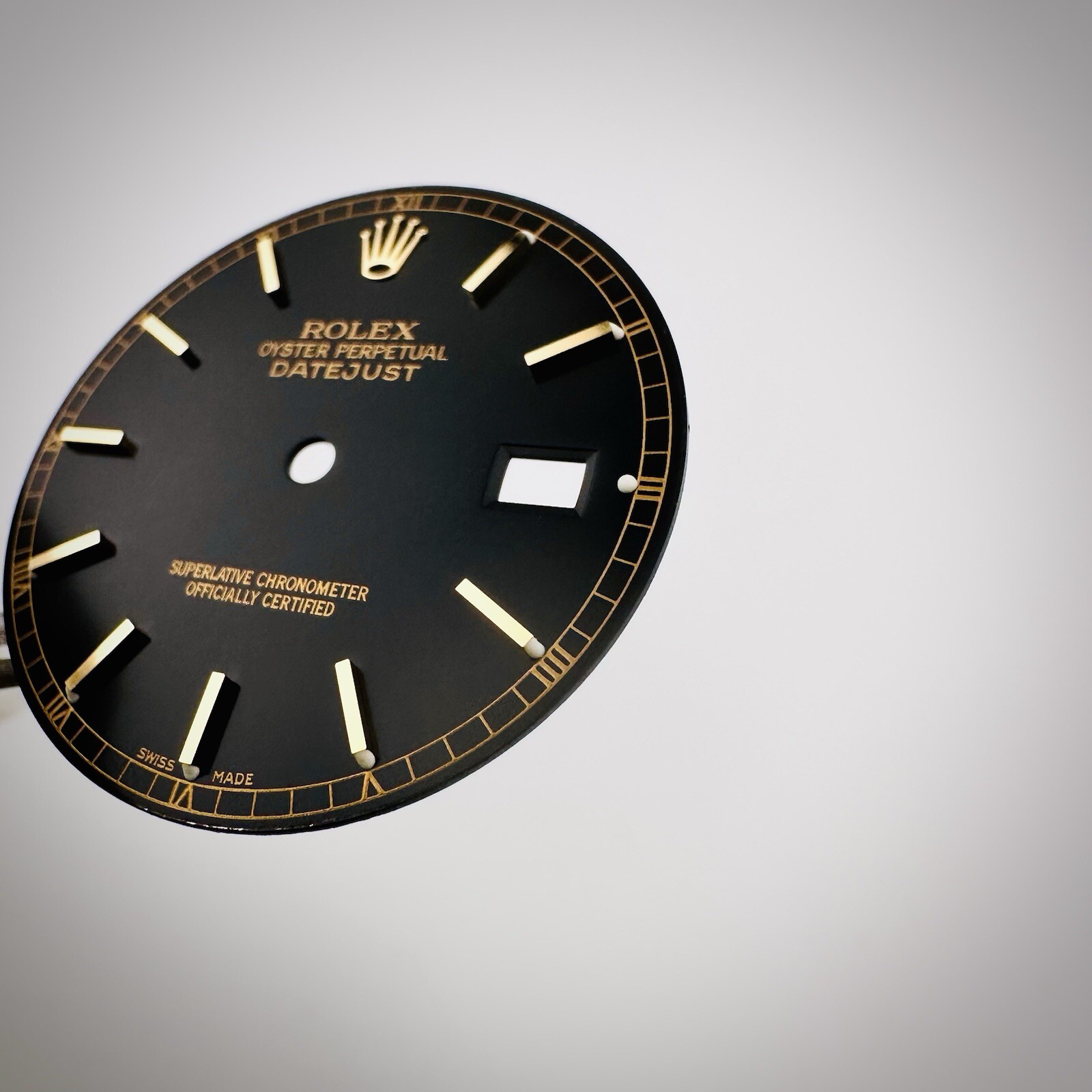 Factory Rolex Two Tone Black Gloss Luminova Dial Datejust 16013 16233 16238