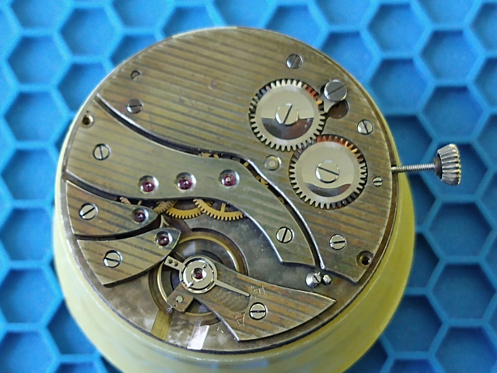Vintage A. Michele ref 570 ultra-thin pocket watch movement running, size 17.