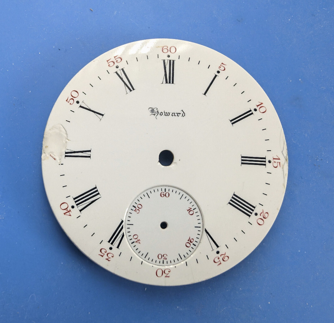 VINTAGE 16 SIZE E HOWARD POCKET WATCH PORCELAIN DIAL