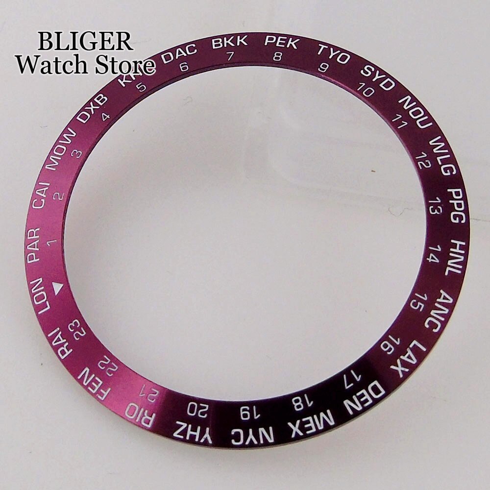 38mm*30.6mm Slope Watch Bezel Insert for 40mm NH35 NH36 NH34 Mens Watch Blue Red