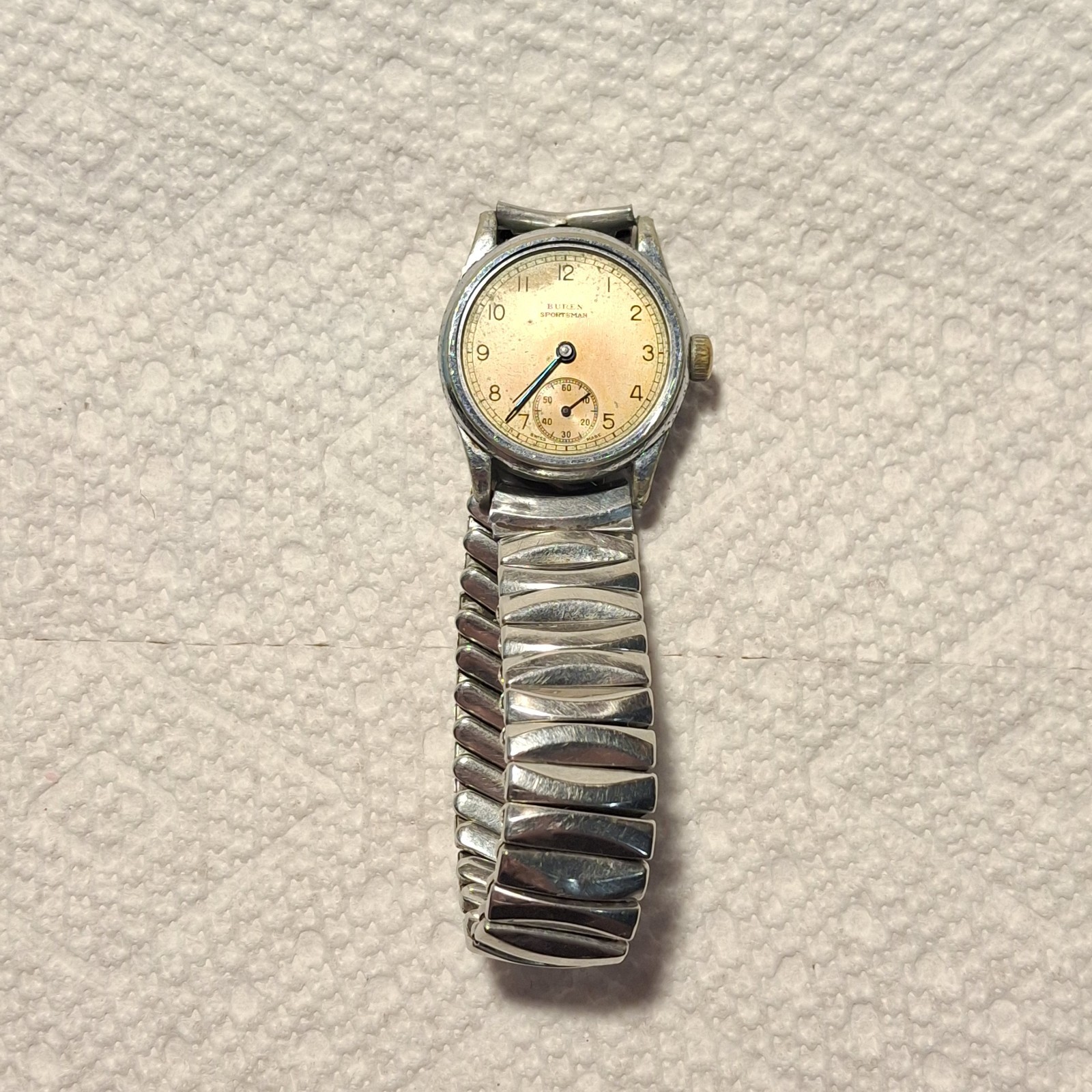 WRISTWATCH MOVEMENT BRUEN Sportsman (No Crystal Doesnt Run!!) PARTS OR REPAIR!