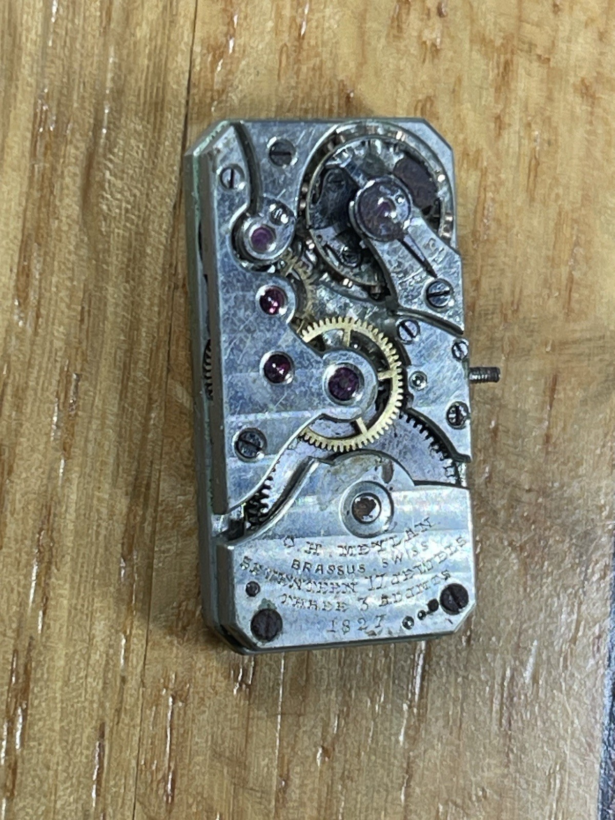 C.H. Meylan Brassus Swiss Watch Movement #1827 Rectangle Tank 17 jewels 3 Adj