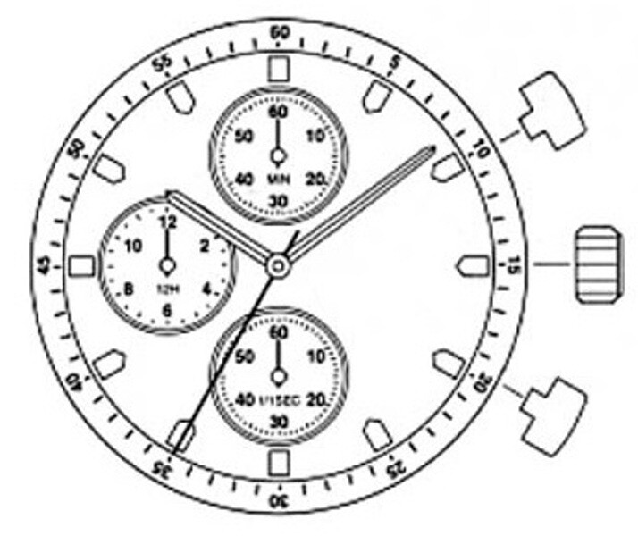 Watch Movement Quartz .Miyota OS30 Date at 3:00 Chorono fit Citizen and Others