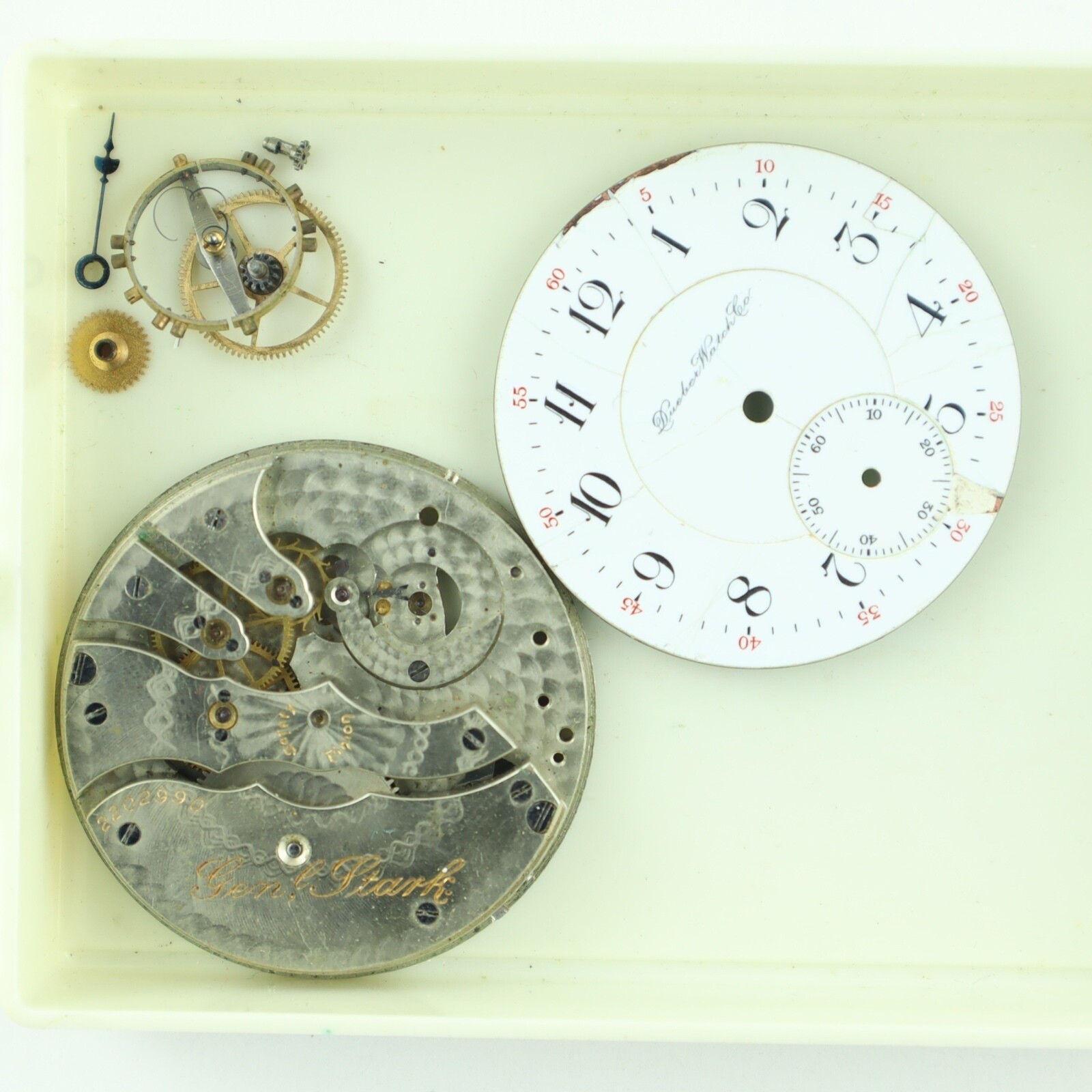 Antique 12 Size Hampden General Stark Mechanical Pocket Watch Movement for Parts