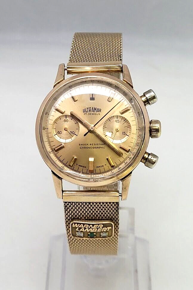 🔥🔥 Very.. Very Rare! & Vintage! ULTRAMAR – WARNER LAMBERT 10 K GF, Wristwatch!