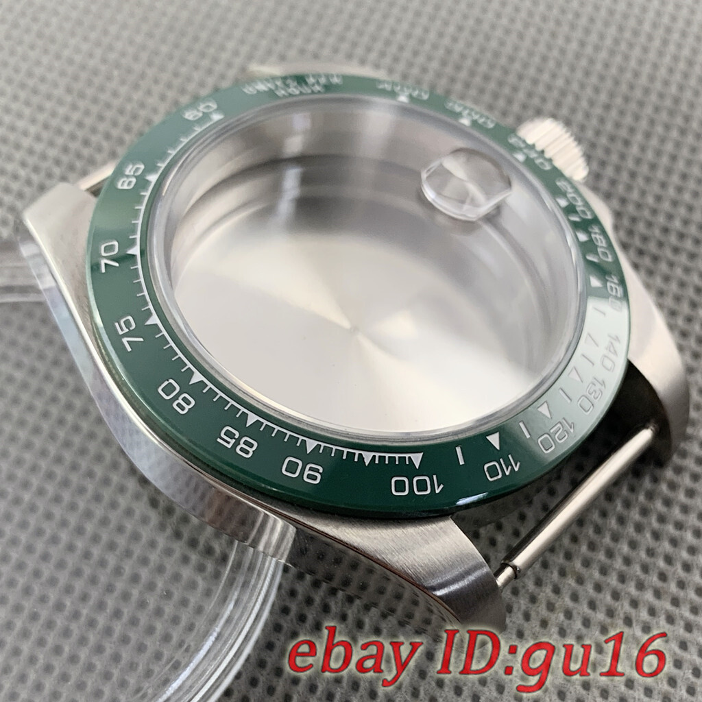 40mm Green black bezel watch case fit NH35 NH36 ETA 2824 PT5000 ST2130 movement