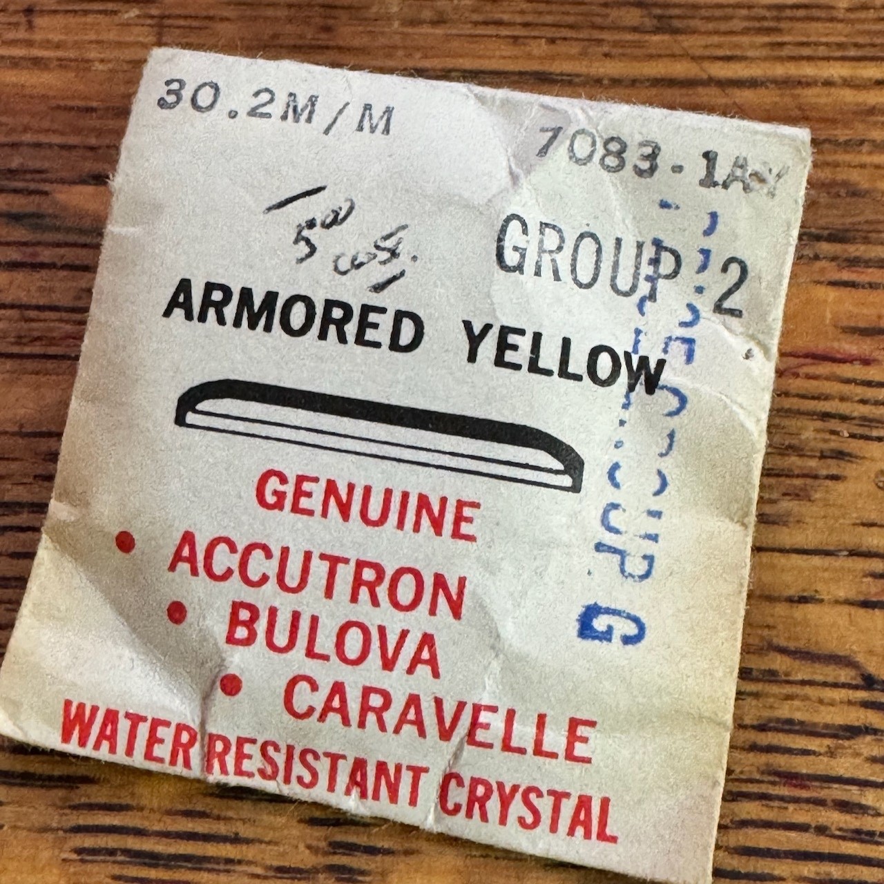 Vintage Bulova watch 1960s NOS acrylic water-resistant crystal 30.2mm 7083-1AY