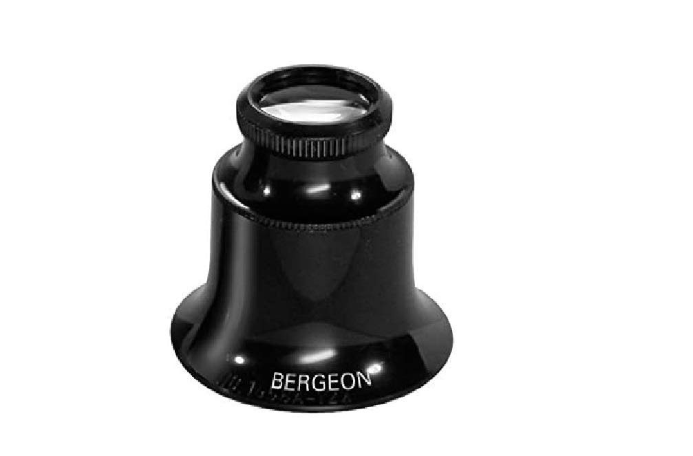 Bergeon 1458-A-15 Watchmakers Double Lens Eyeglass Loupe 15x Medium, Black