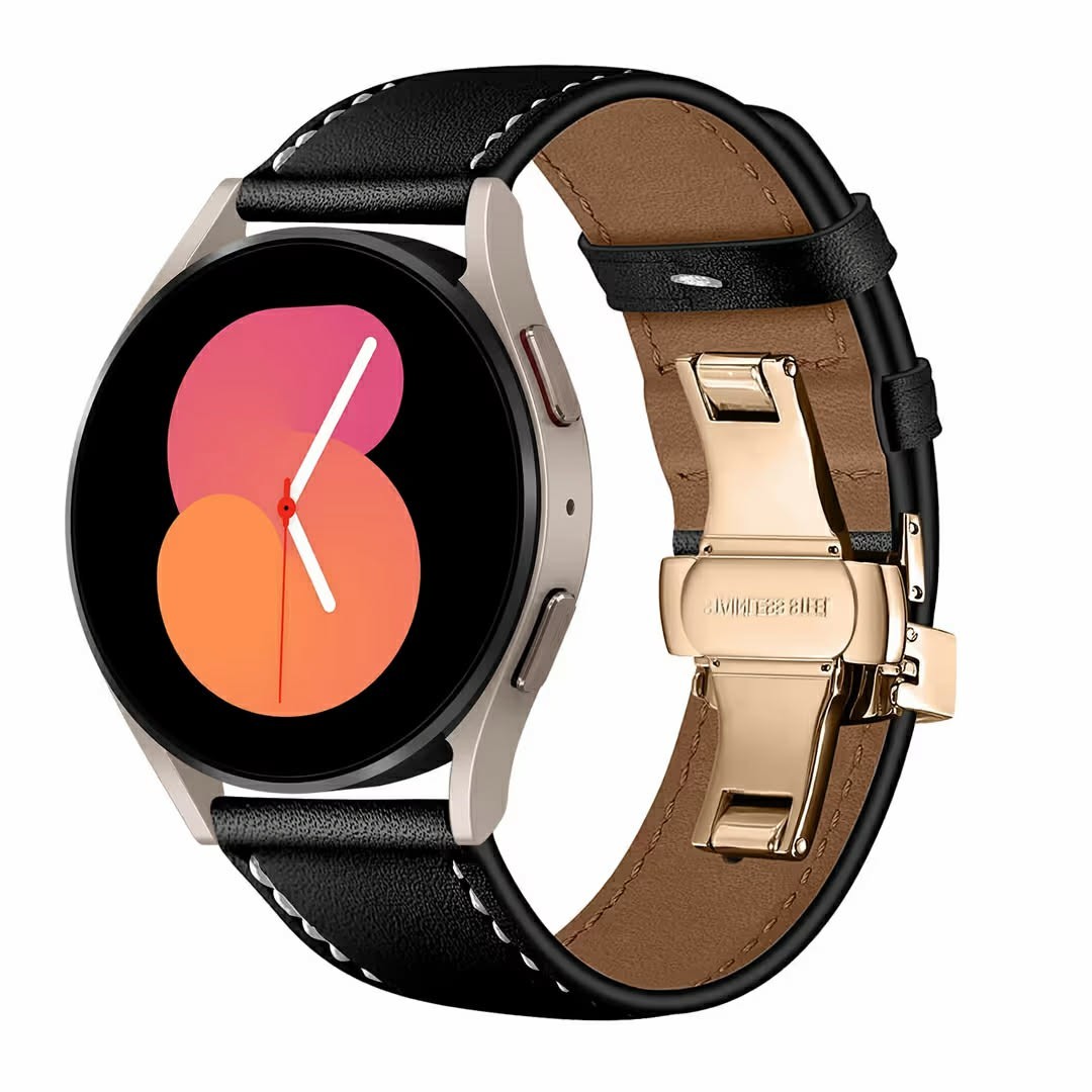 Leather Wristband Straps for Samsung Galaxy Watch, Replacement Bands with Buckle