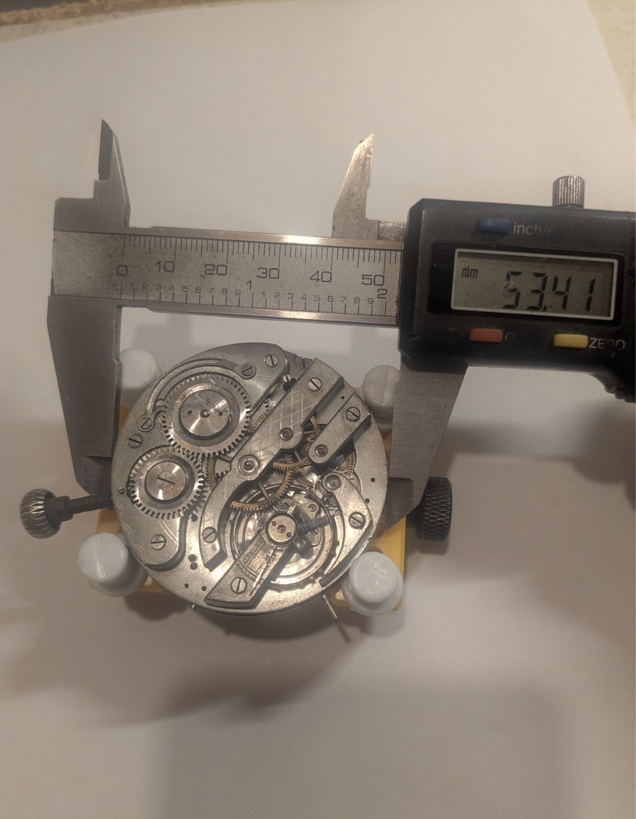 Big 28s 53+mm Triple Date + Antique Pocket Watch Movement Runs Unbranded