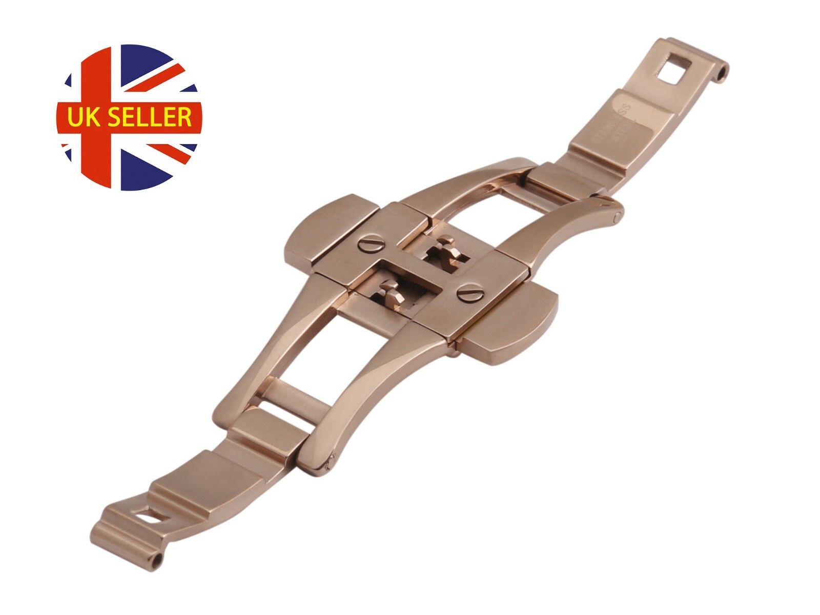 For EMPORIO ARMANI AR5906 Steel Rose Gold 20mm Clasp Buckle Watch Strap Band