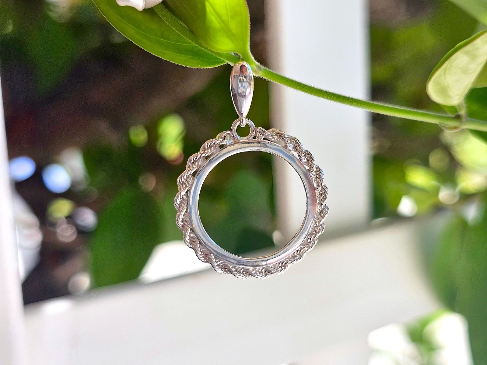925 Sterling Silver Rope Edge Bezel for 19mm Penny 1 Cent Coins