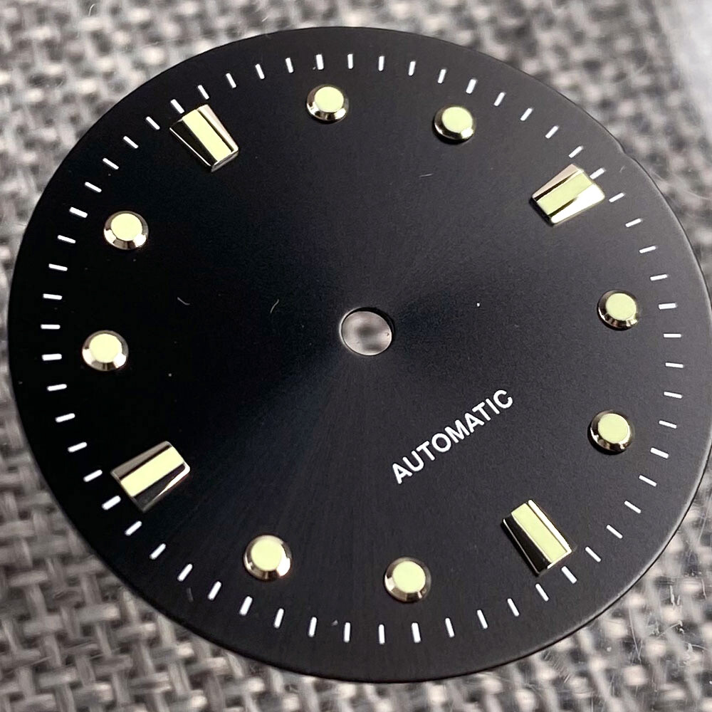 29mm Black Watch Dial Silver Edge Hands Fit NH35A NH36A ETA2824 PT5000 Luminous