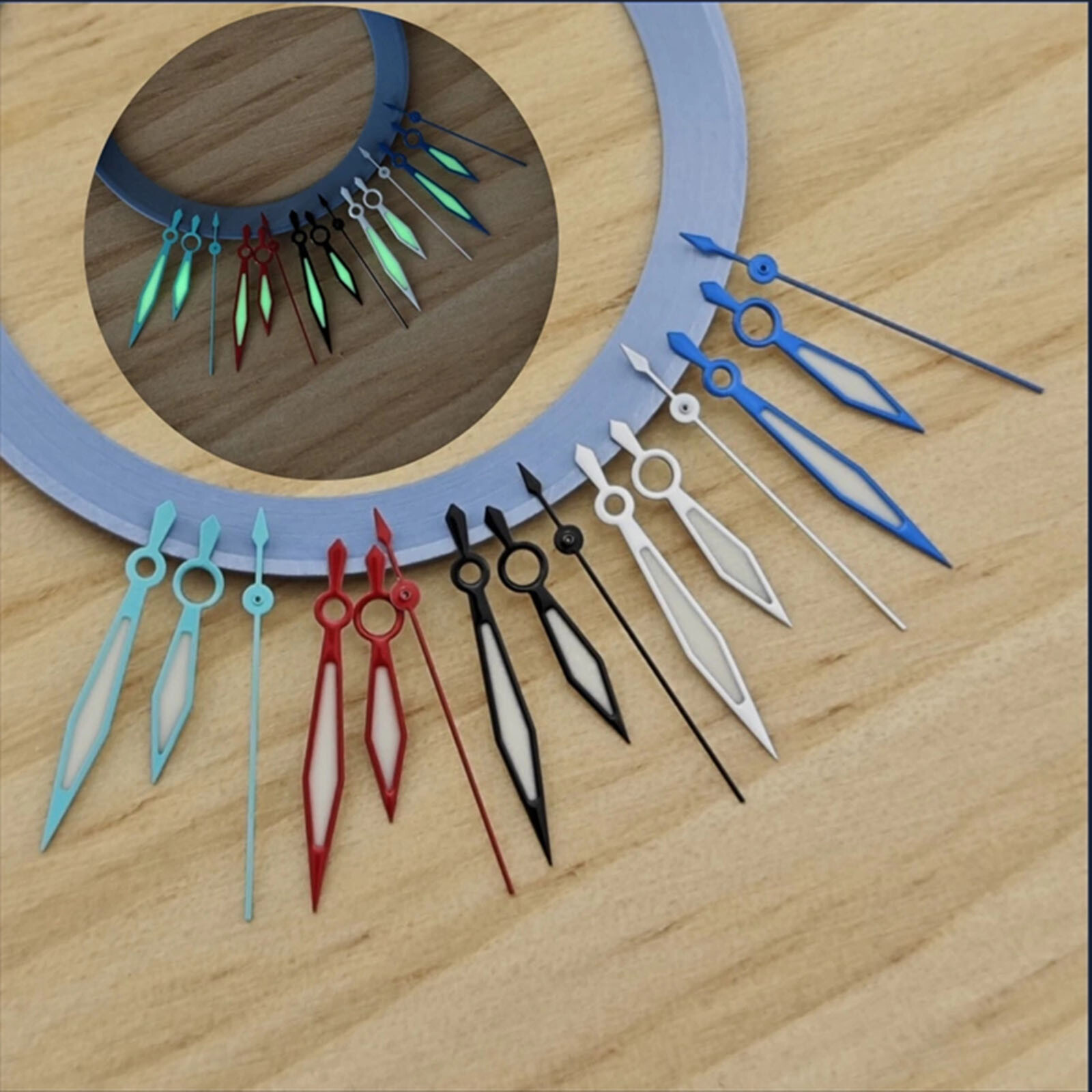13MM Triangular Sword Hands Watch Hands Green Luminous for NH35/NH36 Movement