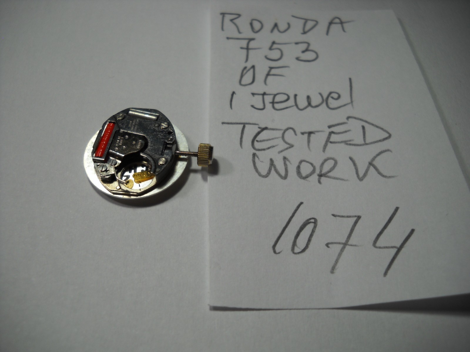 1074L Ronda quartz wristwatch movement # 753 working fine 1 jewel 3 hands