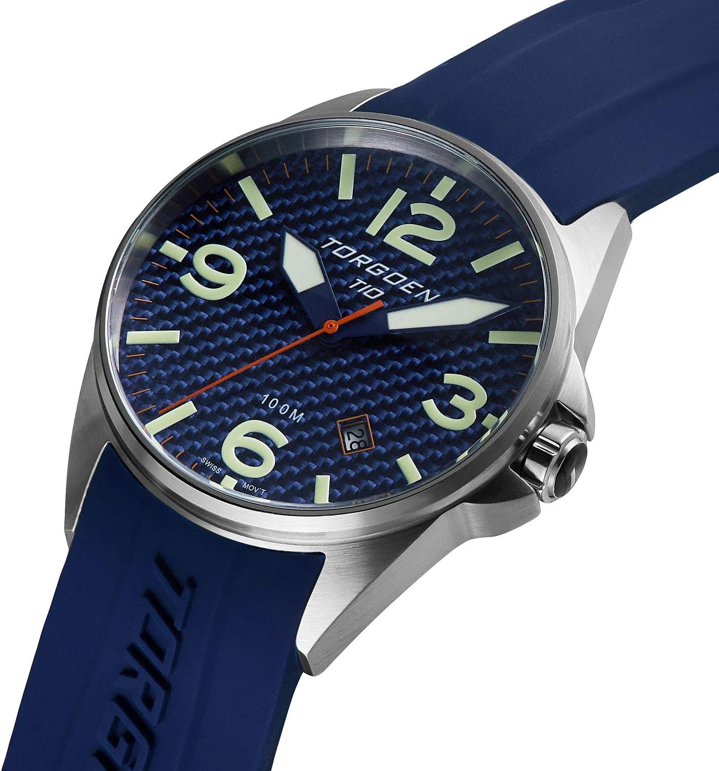 T10 Men’s Swiss Quartz Pilot Watch with Sapphire Crystal & Silicone Strap